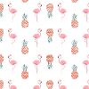 Pink flamingos among many pineapples