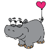 Hippopotamus with heart balloon