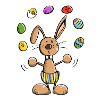 Osterhase jongliert bunte Ostereier - Ostern