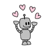 Funny robot juggles with heart