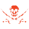 Piratenlogo stilisiert orangerot
