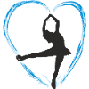 Ice blue heart and a girl ice dance figure run