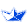 blue origami sailboat.