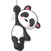 Hängender Comic Panda