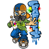 B-boy and graffiti