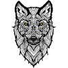 Dangerous wolf with yellow eyes