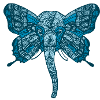 Blue elephant with butterfly wings