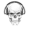 DJ skull with headphones
