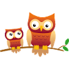 Chouette avec petit hibou