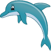 venlig tegneserie delfin blå, grå
