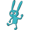 dancing, funny, blue cartoon bunny