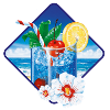 Tropischer Stranddrink im Eisglas