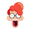 Crazy redhead with glasses