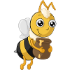 Hardworking cartoon honey bee