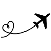 Airplane flyer with heart in black