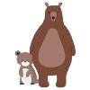 Mama bear or daddy bear with bear baby bear