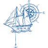 Blue ship with compass