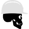 Skull with construction helmet