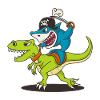 Funny shark dinosaur pirate gift