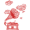 Gramophone in red
