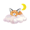 Sleeping cat cloud moon night gift