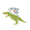 Hai rides dinosaurs