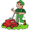 Gardener with lawnmower