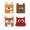 Fox bear owl deer