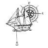 Ship with compass and anchor