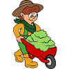 Gardener with wheelbarrow