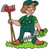 Gardener with hedge trimmer