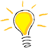 Yellow light bulb turned on