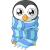Freezing cartoon penguin