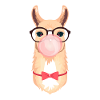Alpaga hippie avec bulle Bubblegum