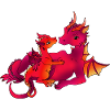 Maman dragon avec bébé rose
