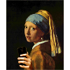 Vermeer girl with pearl earring and smartphone