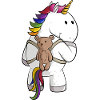 Unicorno di cartone animato con lo zaino