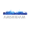 Amsterdam skyline blue
