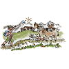 funny alpine walk with animals