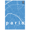Paris hipster city map blue