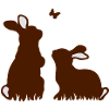Two rabbits watching a butterfly