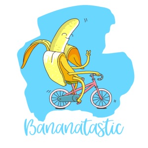 Fantastische Banane auf Fahrrad - Gute Laune vegan