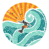 Surfer jaune / orange