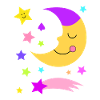 Moon, stars and shooting star