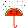 Raining Watermelon Seeds And Umbrella