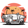 Scooter with surfboard (white)