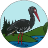 Black stork in circle