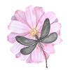 Dragonfly with tender pink flower