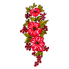 Red flower cascade with leaves