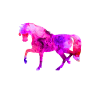 Hestekornede Dyr Blå-Pink Akvarel Tee Shirt Kin